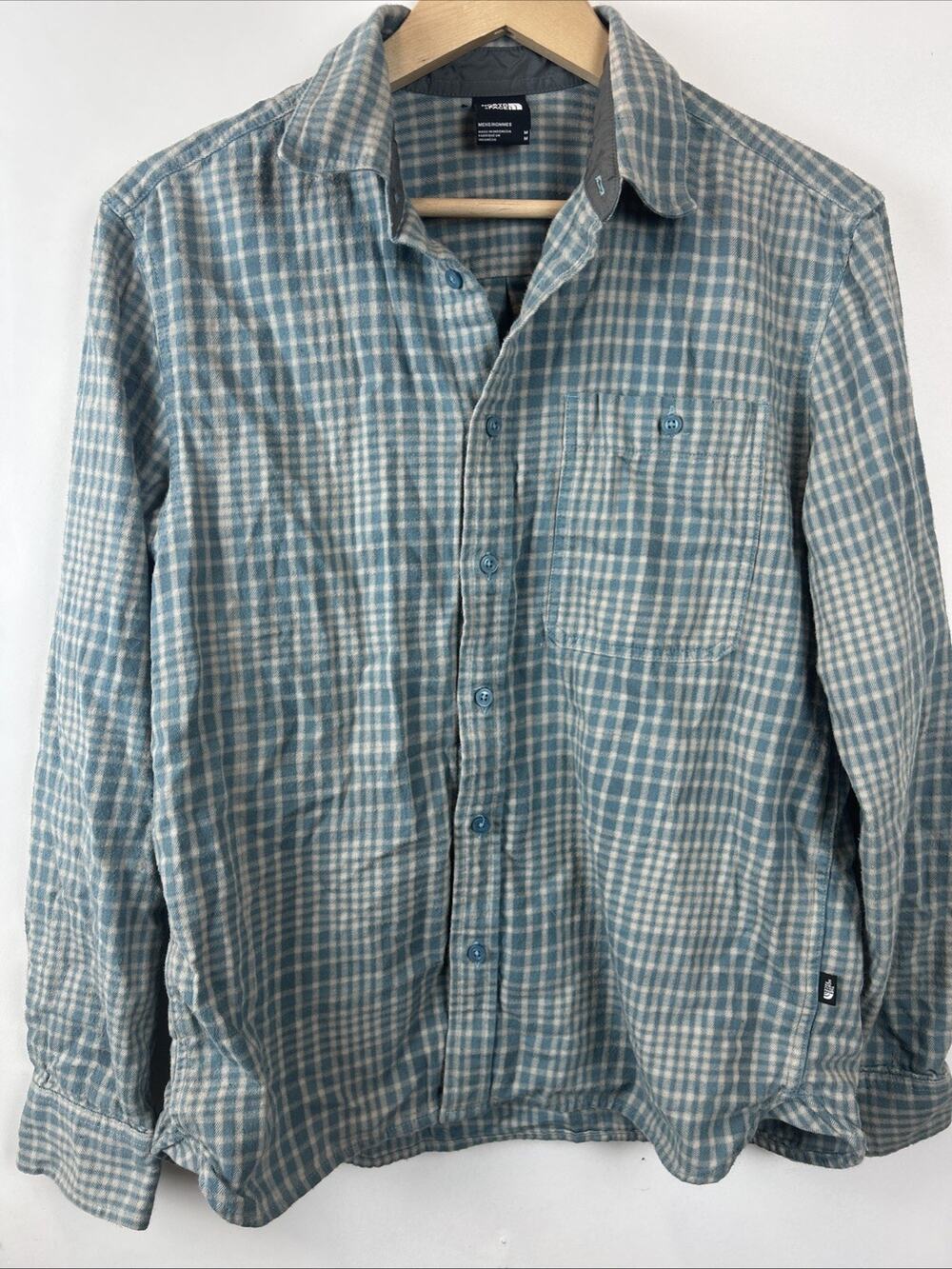 The North Face Men's Light Blue Plaid Shirt Size M